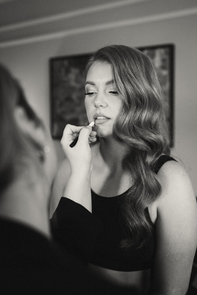 woman getting ready for wedding